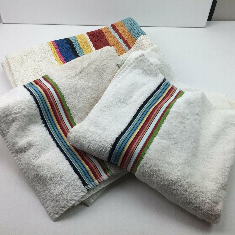 Pottery Barn Puravida Bathroom Cotton Hand Towel Bath Mat Set Pura Vida